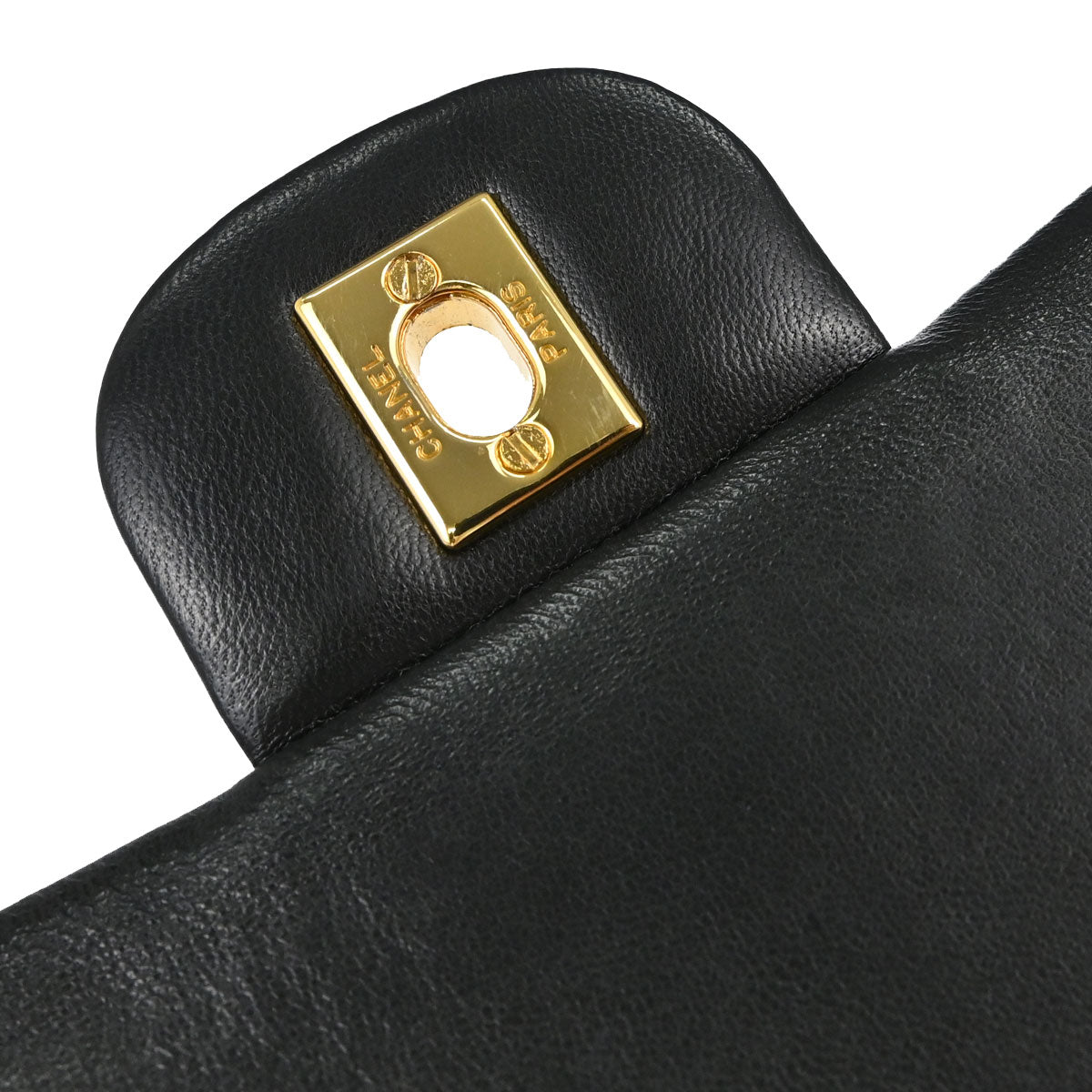 Chanel 1989-1991 Black Lambskin Medium Classic Double Flap Shoulder Bag