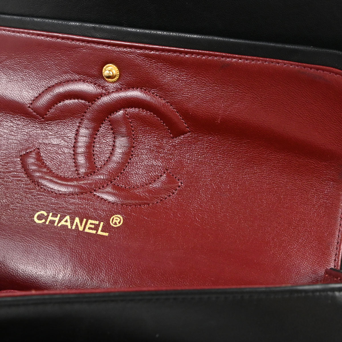 Chanel 1989-1991 Black Lambskin Medium Classic Double Flap Shoulder Bag
