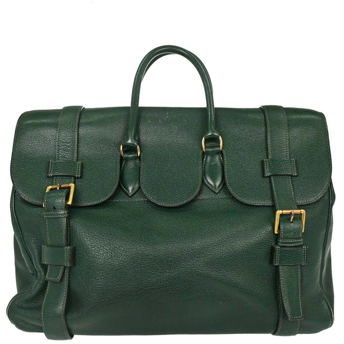 Hermes Green Buffle Skipper Drag Voyage 48 Travel Handbag