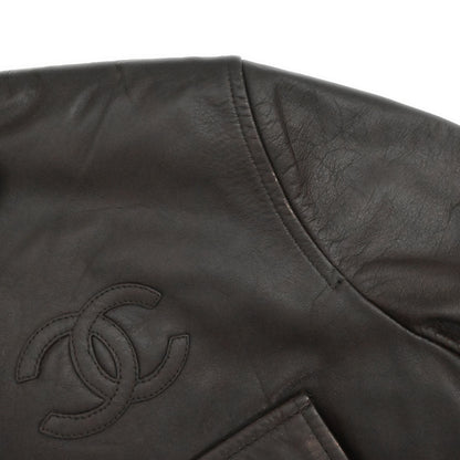 Chanel Zip Up Leather Jacket Brown