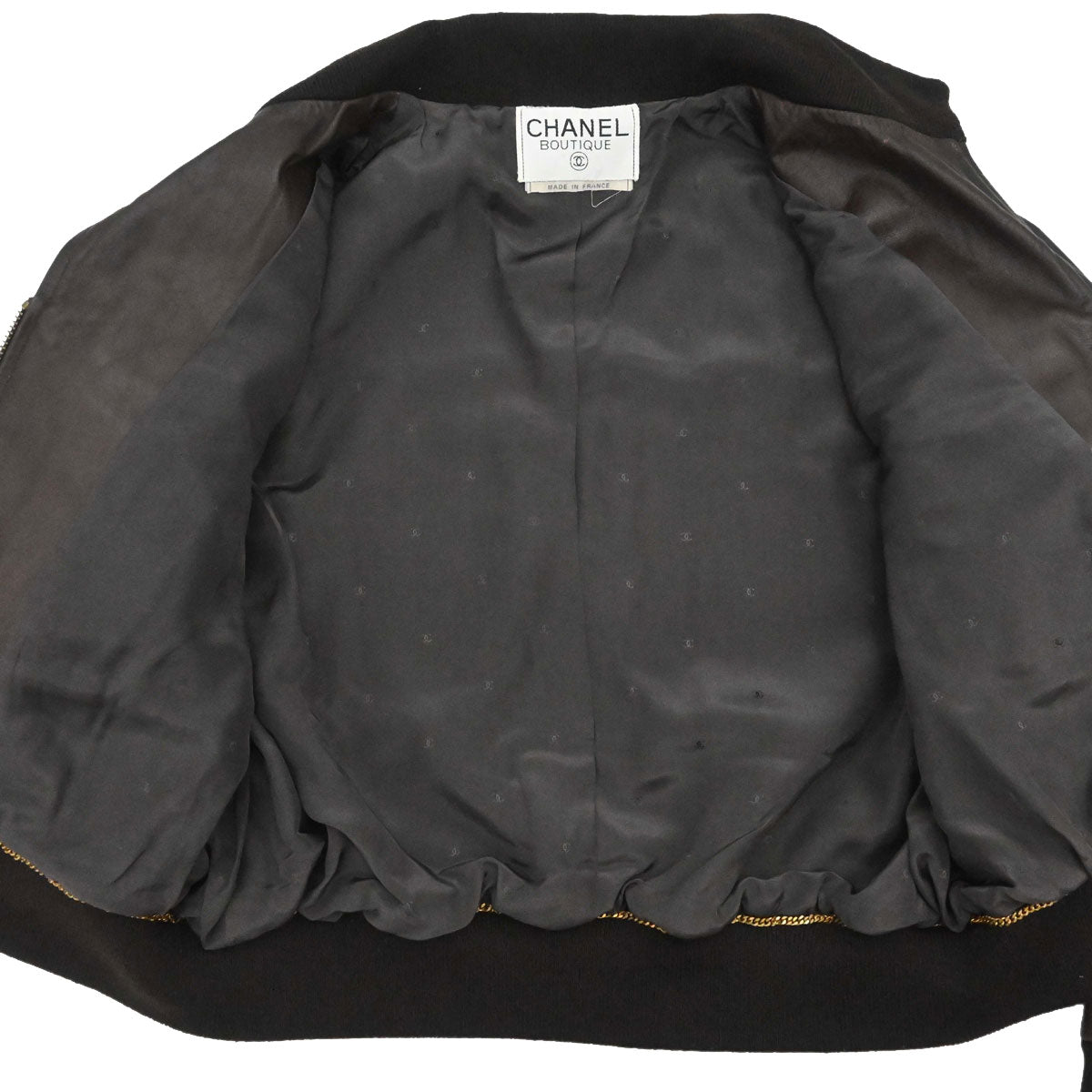 Chanel Zip Up Leather Jacket Brown