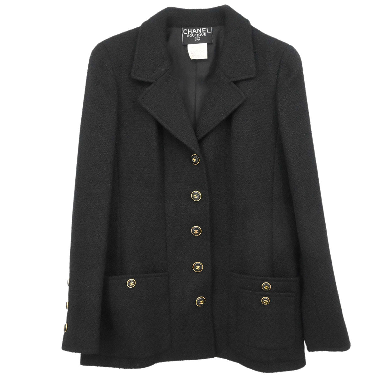 Chanel 1995 Single Breasted Tweed Jacket Black #40