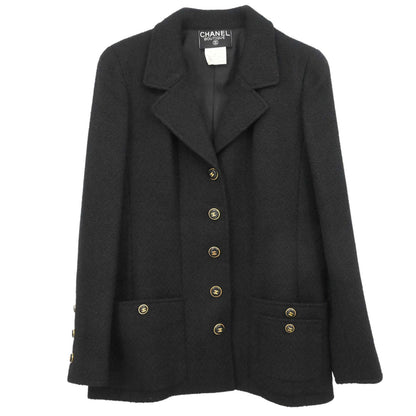 Chanel 1995 Single Breasted Tweed Jacket Black #40