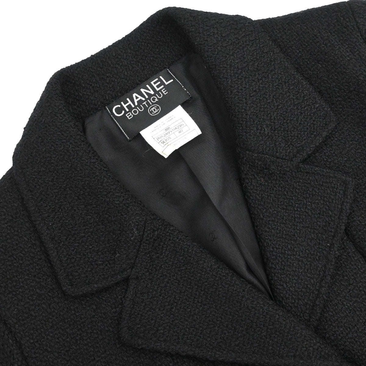 Chanel 1995 Single Breasted Tweed Jacket Black #40