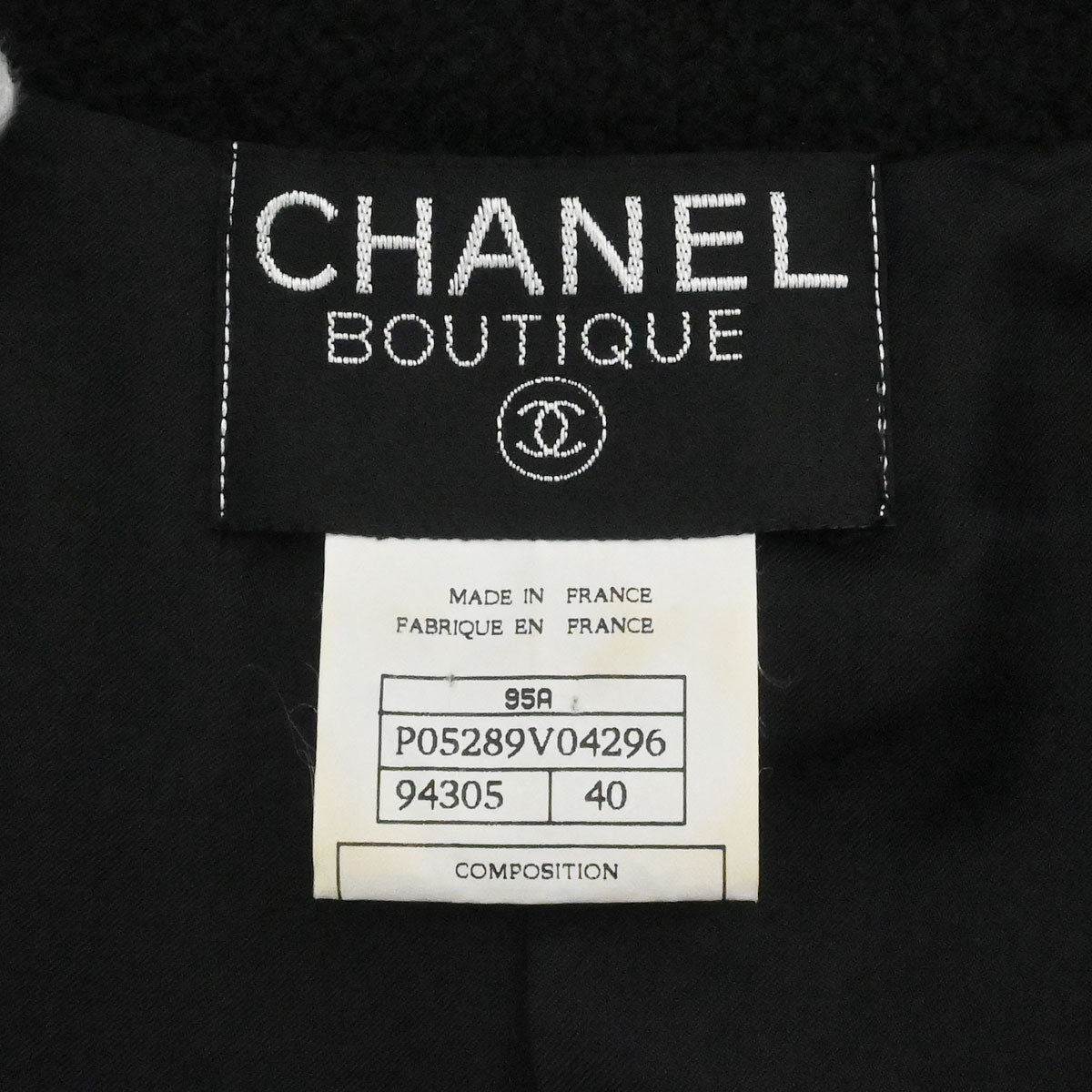 Chanel 1995 Single Breasted Tweed Jacket Black #40