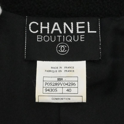 Chanel 1995 Single Breasted Tweed Jacket Black #40