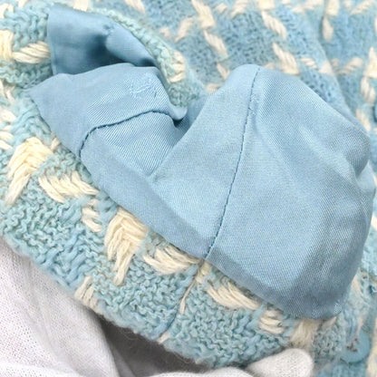 Chanel 1996 Collarless Tweed Check Jacket Light Blue #36