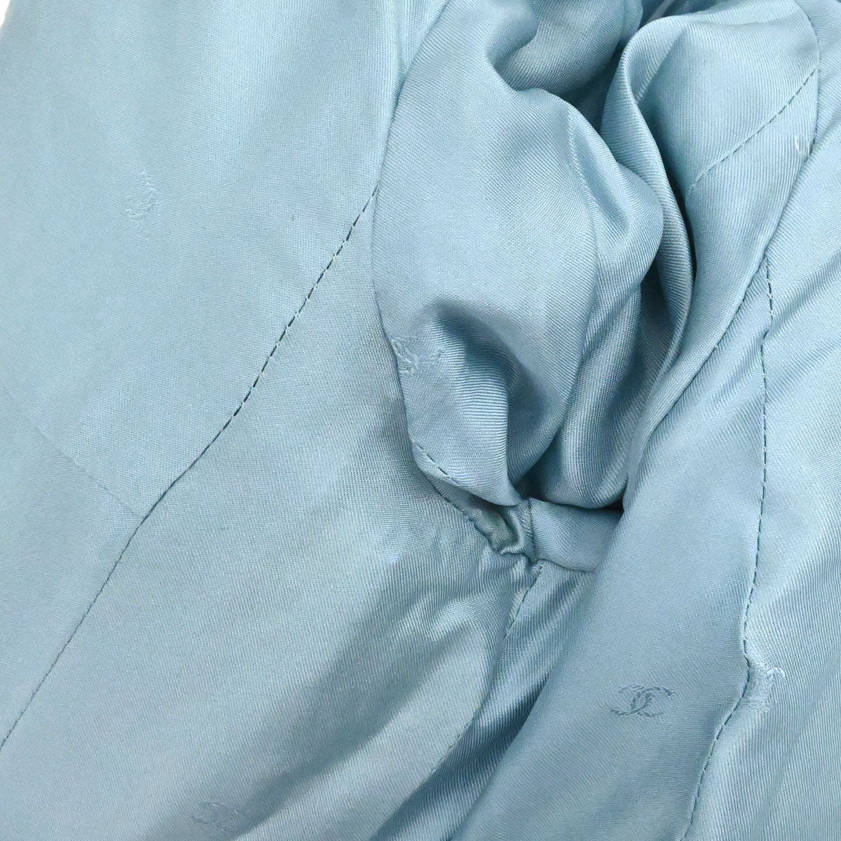 Chanel 1996 Collarless Tweed Check Jacket Light Blue #36