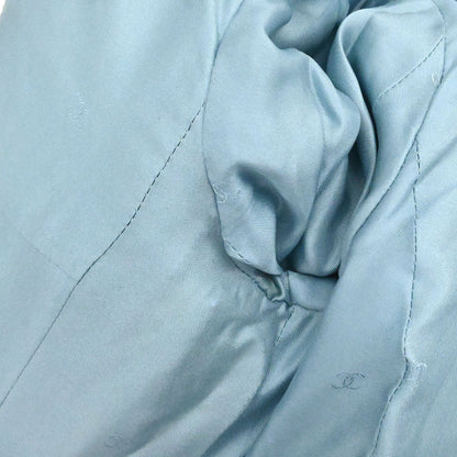 Chanel 1996 Collarless Tweed Check Jacket Light Blue #36