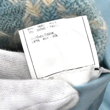 Chanel 1996 Collarless Tweed Check Jacket Light Blue #36