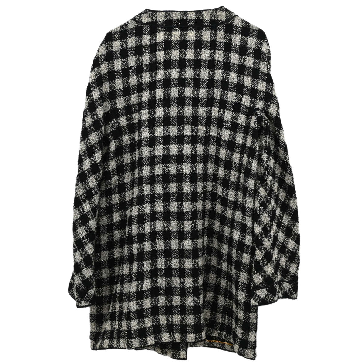 Chanel 1994 Single Breasted Jacket Tweed Check Black Gray #38