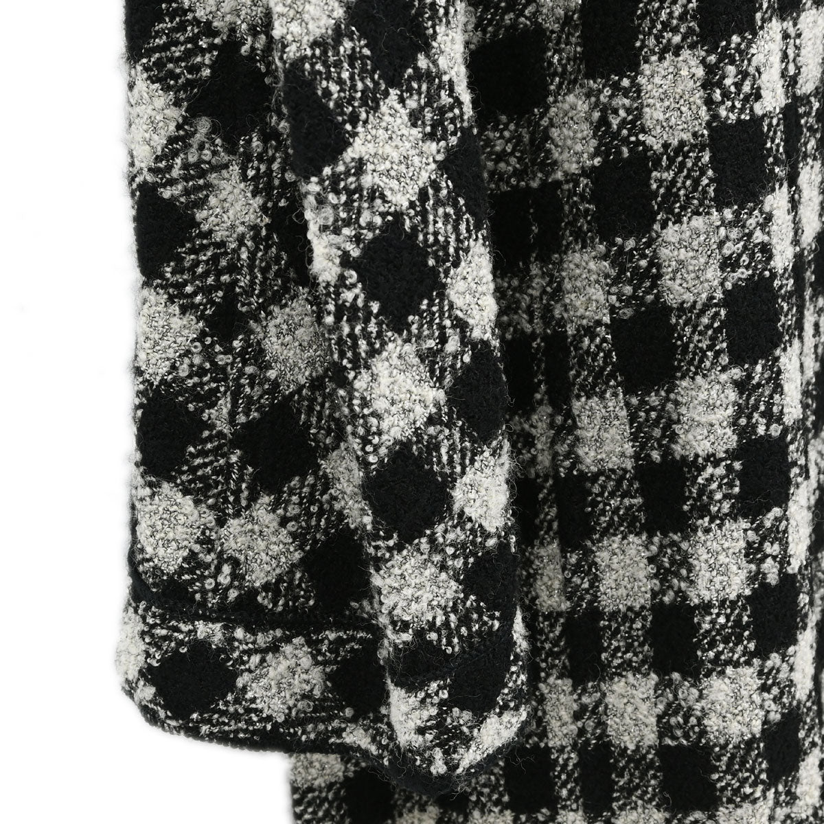 Chanel 1994 Single Breasted Jacket Tweed Check Black Gray #38