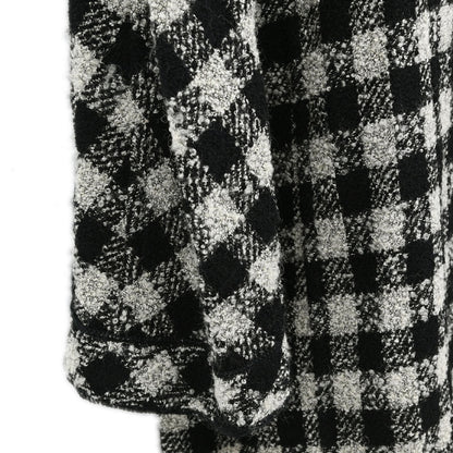 Chanel 1994 Single Breasted Jacket Tweed Check Black Gray #38