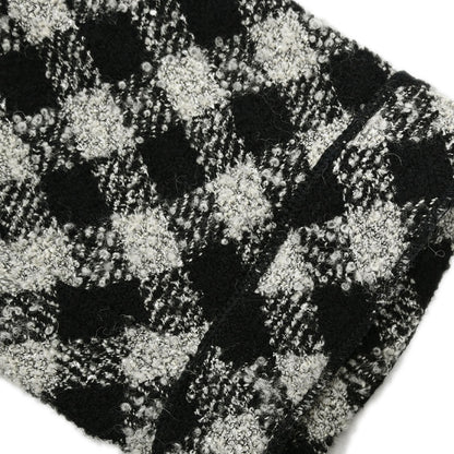 Chanel 1994 Single Breasted Jacket Tweed Check Black Gray #38