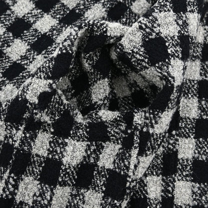 Chanel 1994 Single Breasted Jacket Tweed Check Black Gray #38