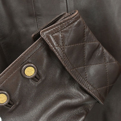 Chanel 1993 Single Breasted Leather Jacket Brown #40