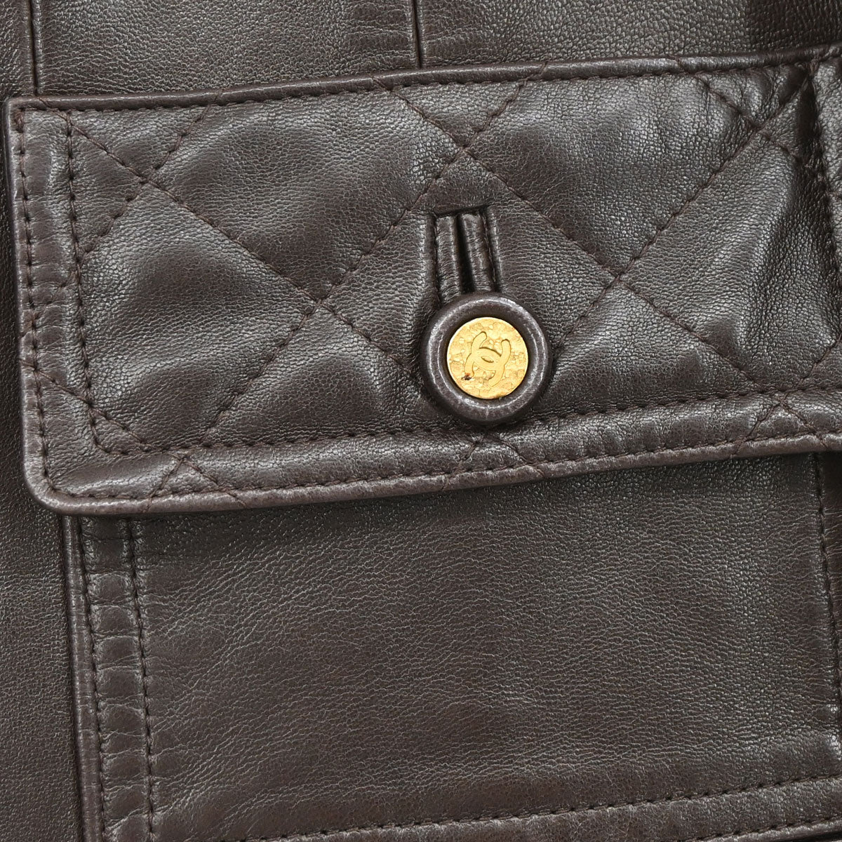 Chanel 1993 Single Breasted Leather Jacket Brown #40