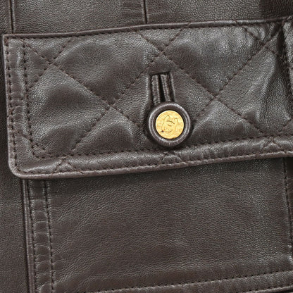Chanel 1993 Single Breasted Leather Jacket Brown #40