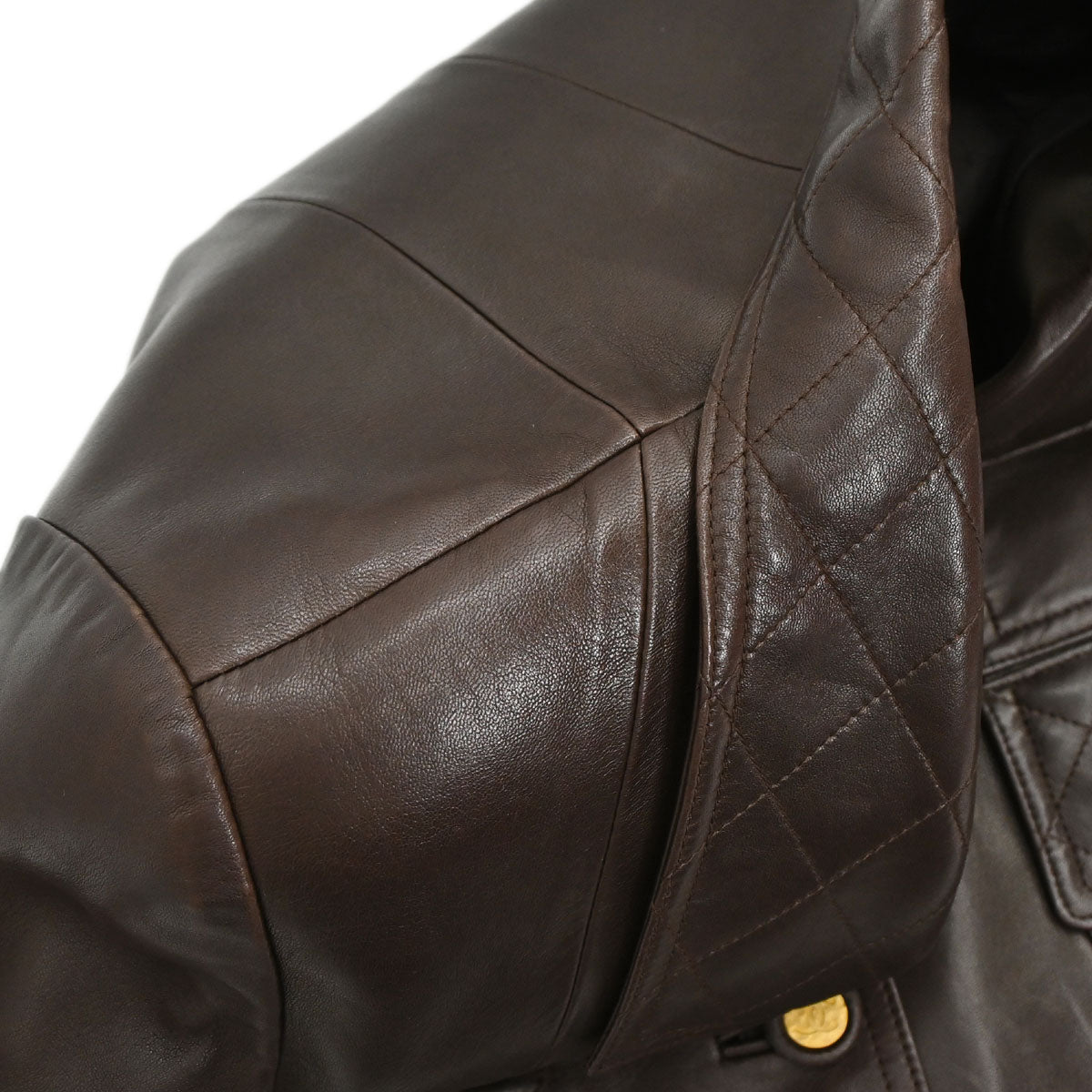 Chanel 1993 Single Breasted Leather Jacket Brown #40