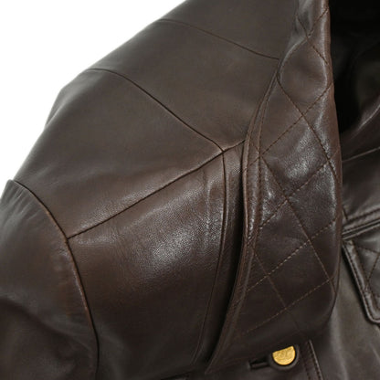 Chanel 1993 Single Breasted Leather Jacket Brown #40