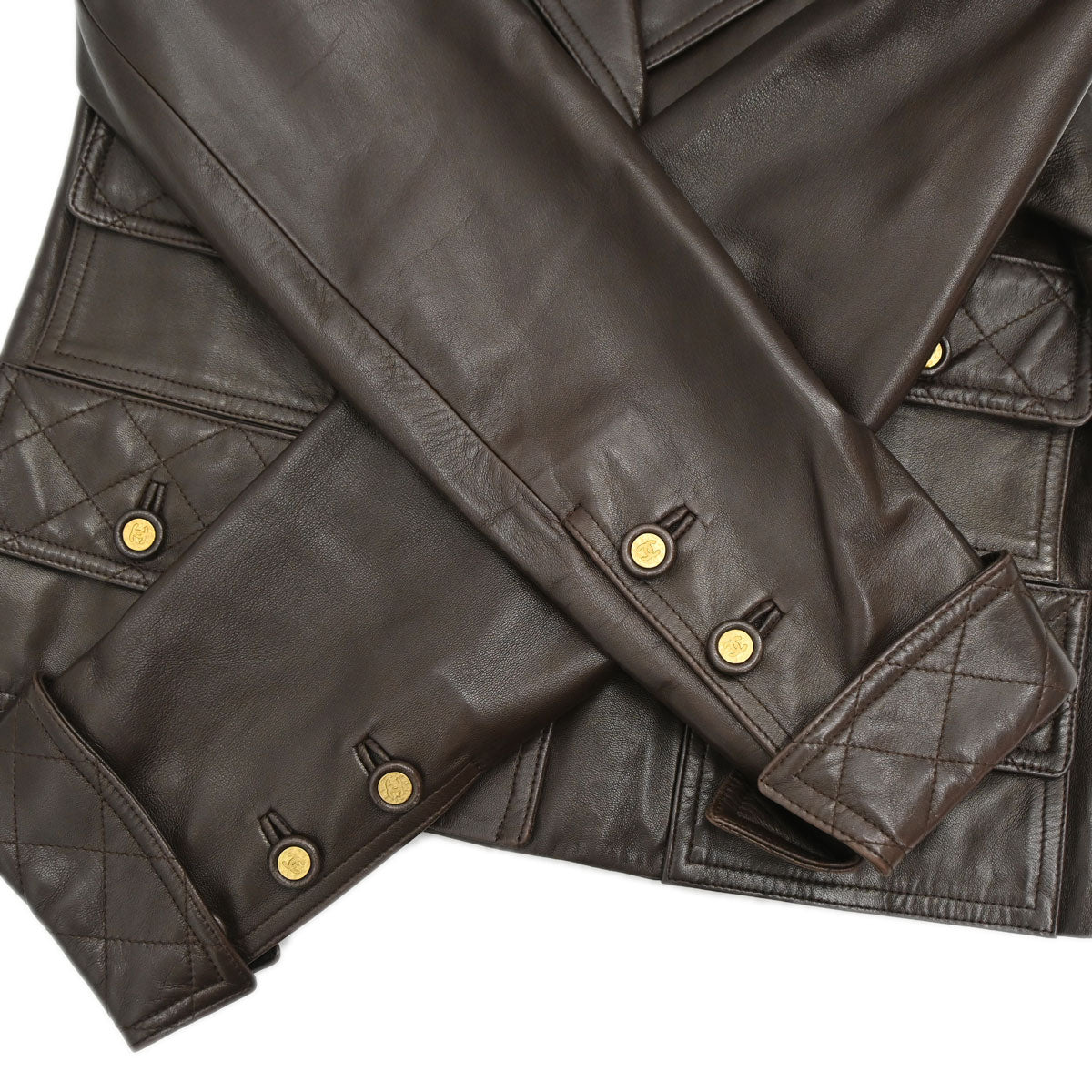 Chanel 1993 Single Breasted Leather Jacket Brown #40