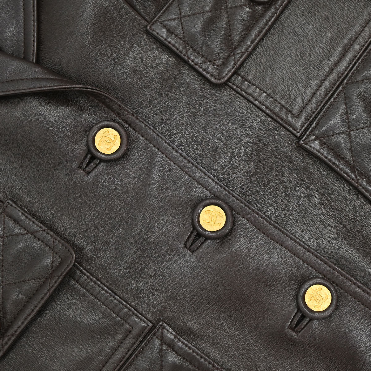Chanel 1993 Single Breasted Leather Jacket Brown #40