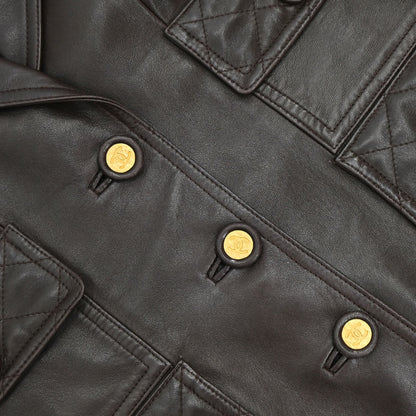 Chanel 1993 Single Breasted Leather Jacket Brown #40