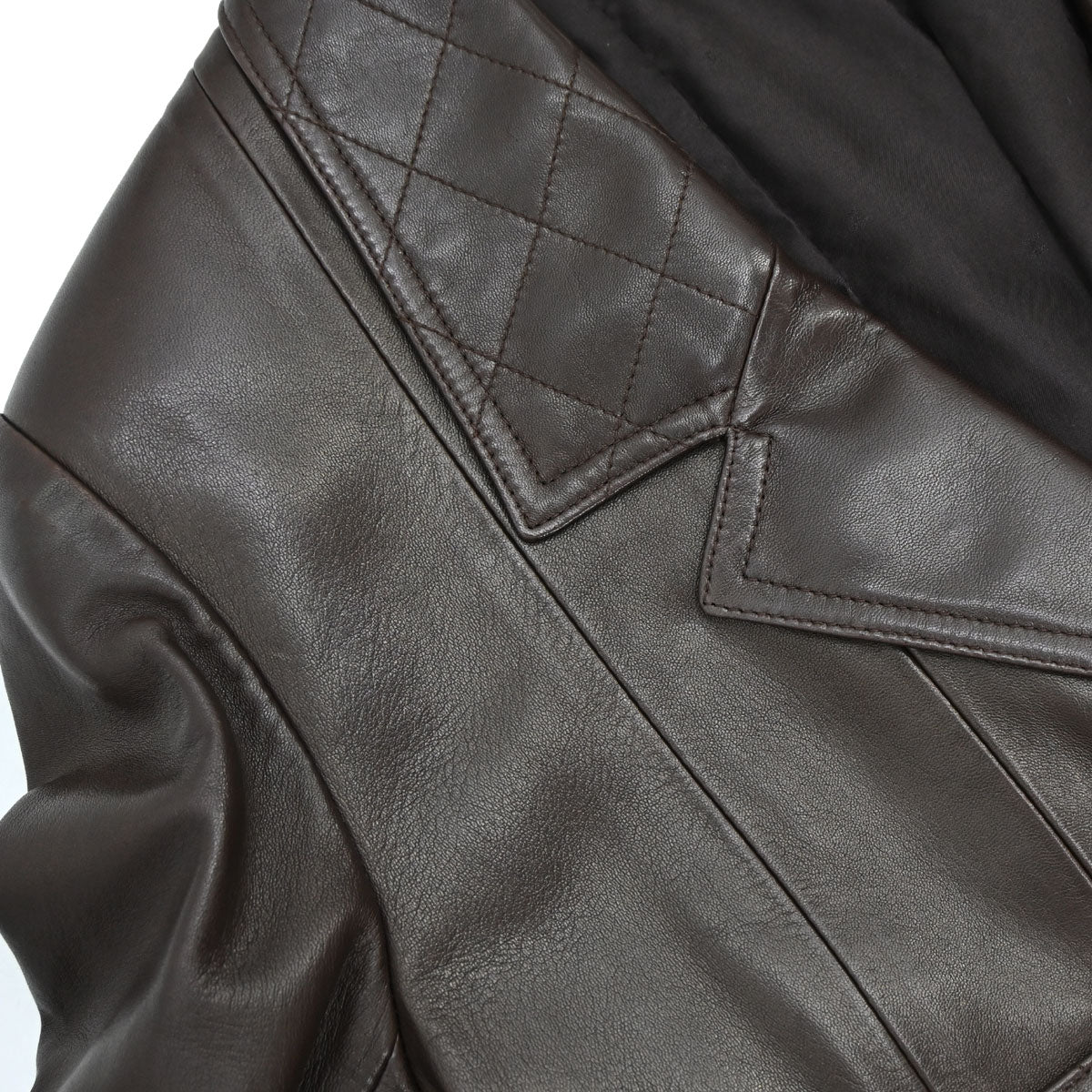 Chanel 1993 Single Breasted Leather Jacket Brown #40