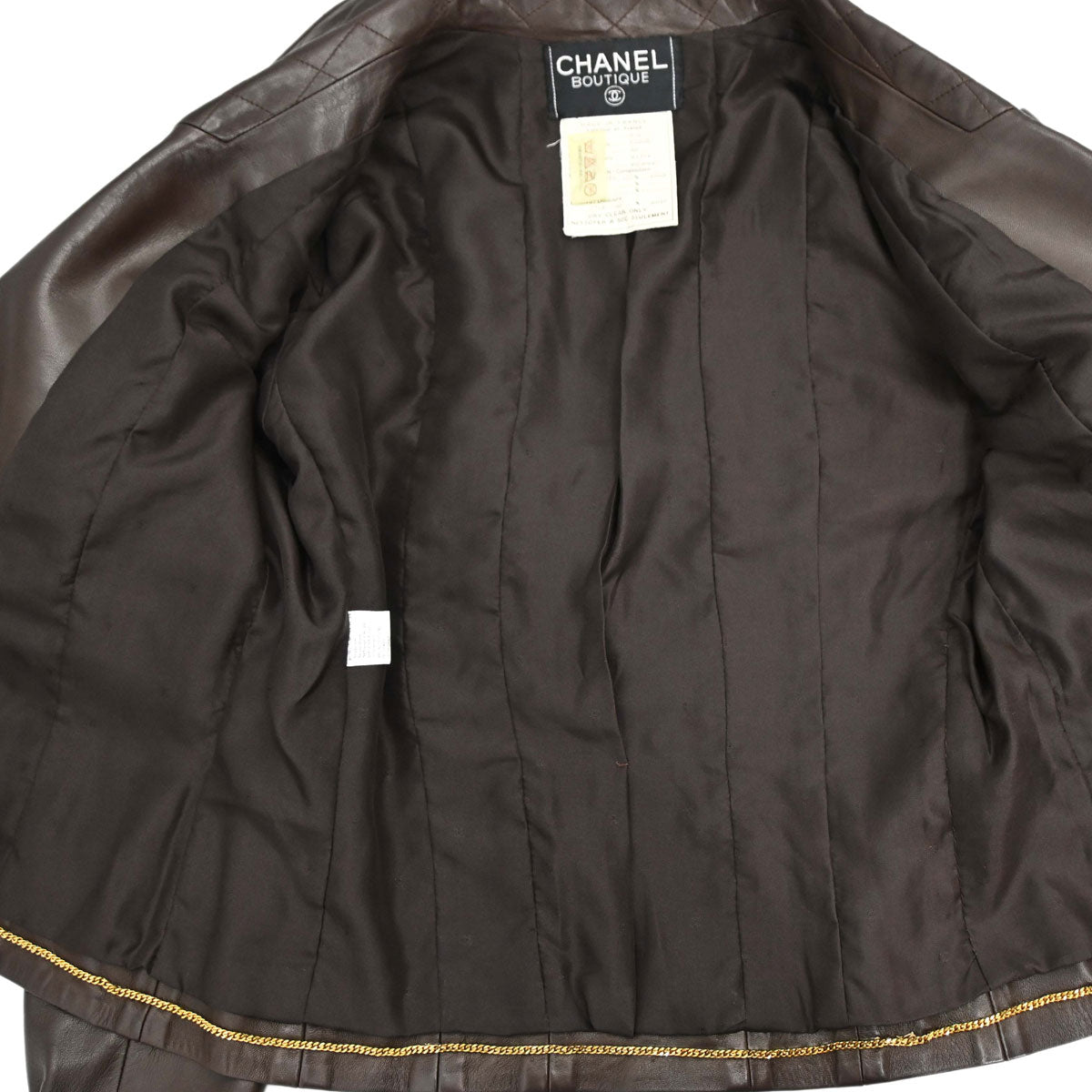 Chanel 1993 Single Breasted Leather Jacket Brown #40