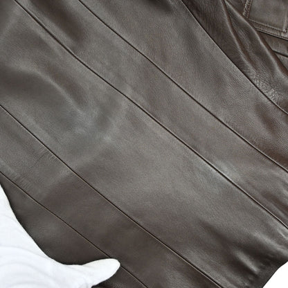 Chanel 1993 Single Breasted Leather Jacket Brown #40