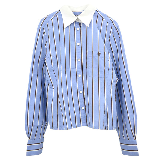 Chanel Striped Shirt Blouse Light Blue