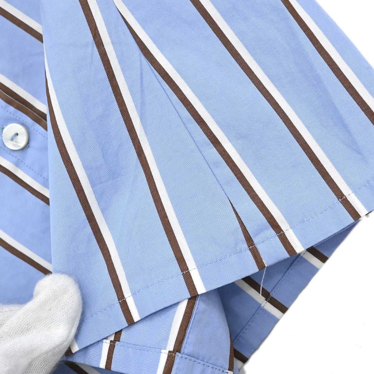 Chanel Striped Shirt Blouse Light Blue
