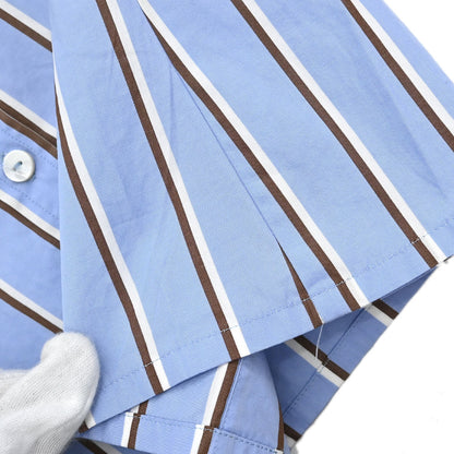 Chanel Striped Shirt Blouse Light Blue