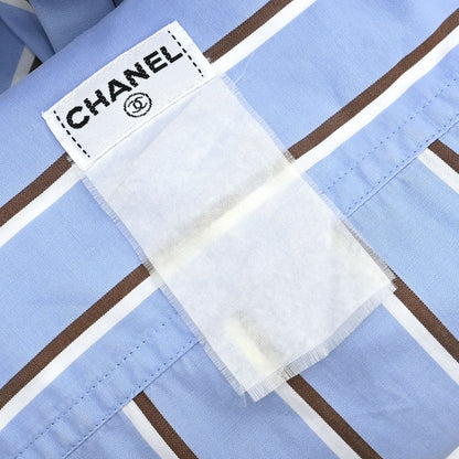 Chanel Striped Shirt Blouse Light Blue