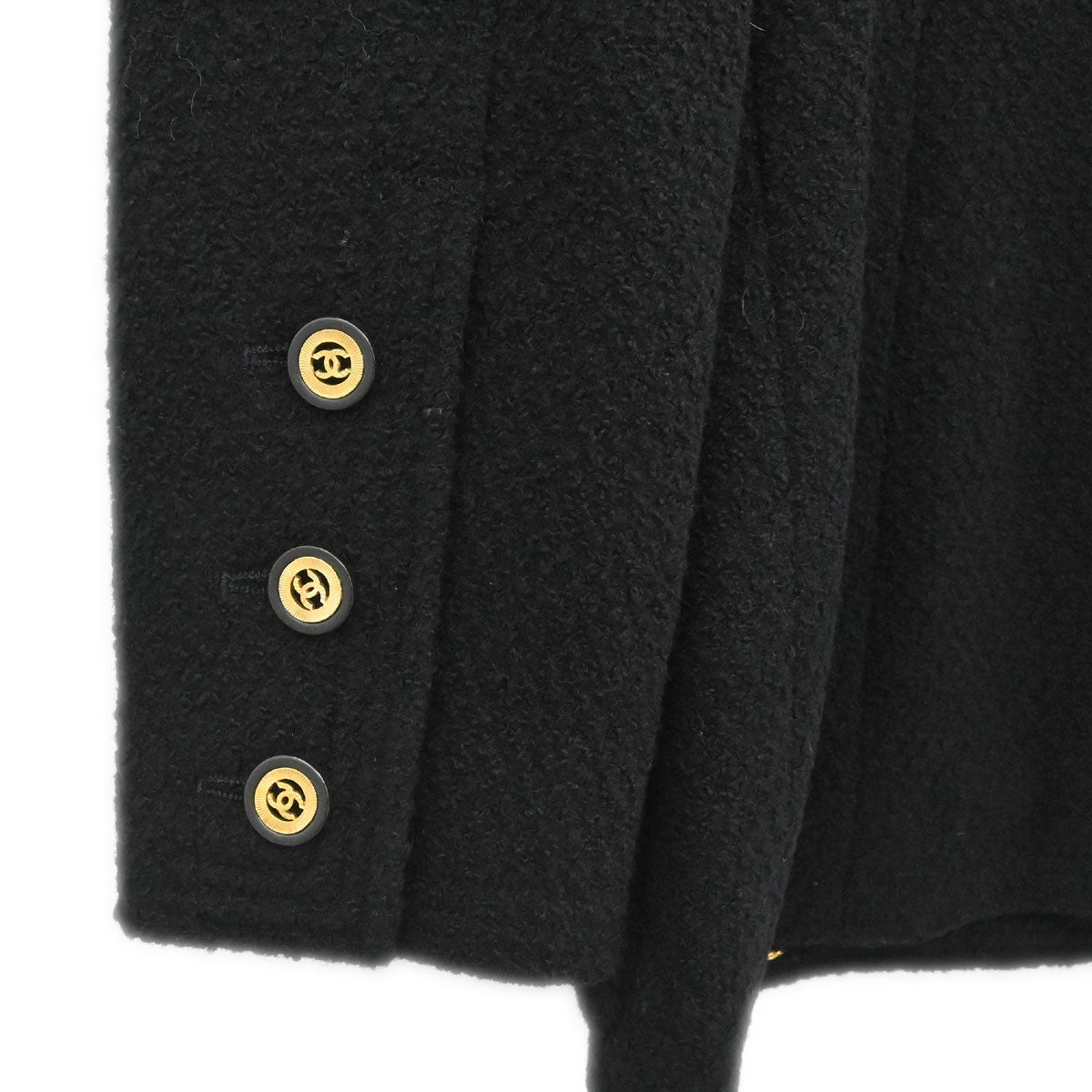 Chanel Collarless Jacket Tweed Black