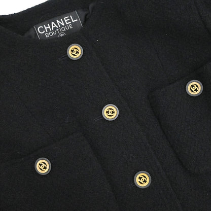 Chanel Collarless Jacket Tweed Black