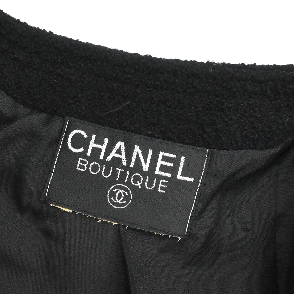 Chanel Collarless Jacket Tweed Black