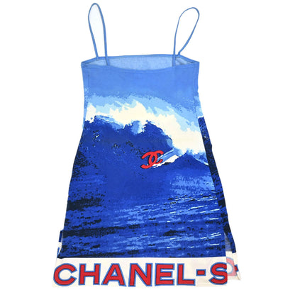 Chanel 2002 Surf Line Camisole Dress Blue #34