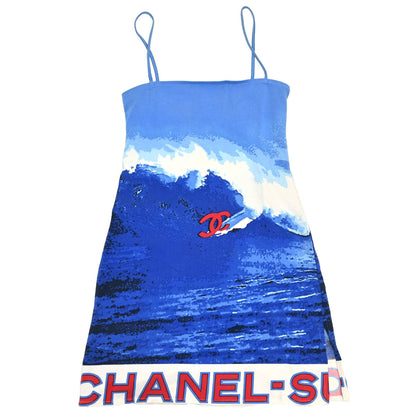 Chanel 2002 Surf Line Camisole Dress Blue #34