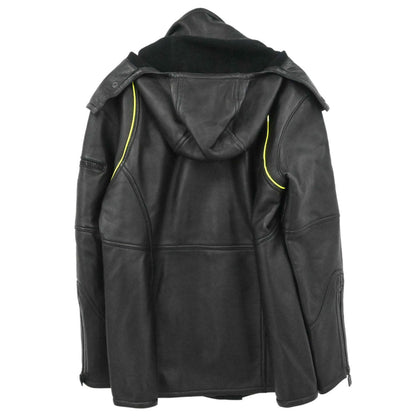 Chanel 2004 Sport Line Hooded Zip Up Leather Jacket Black #42