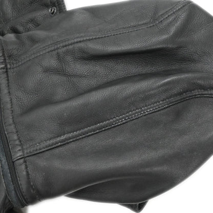 Chanel 2004 Sport Line Hooded Zip Up Leather Jacket Black #42