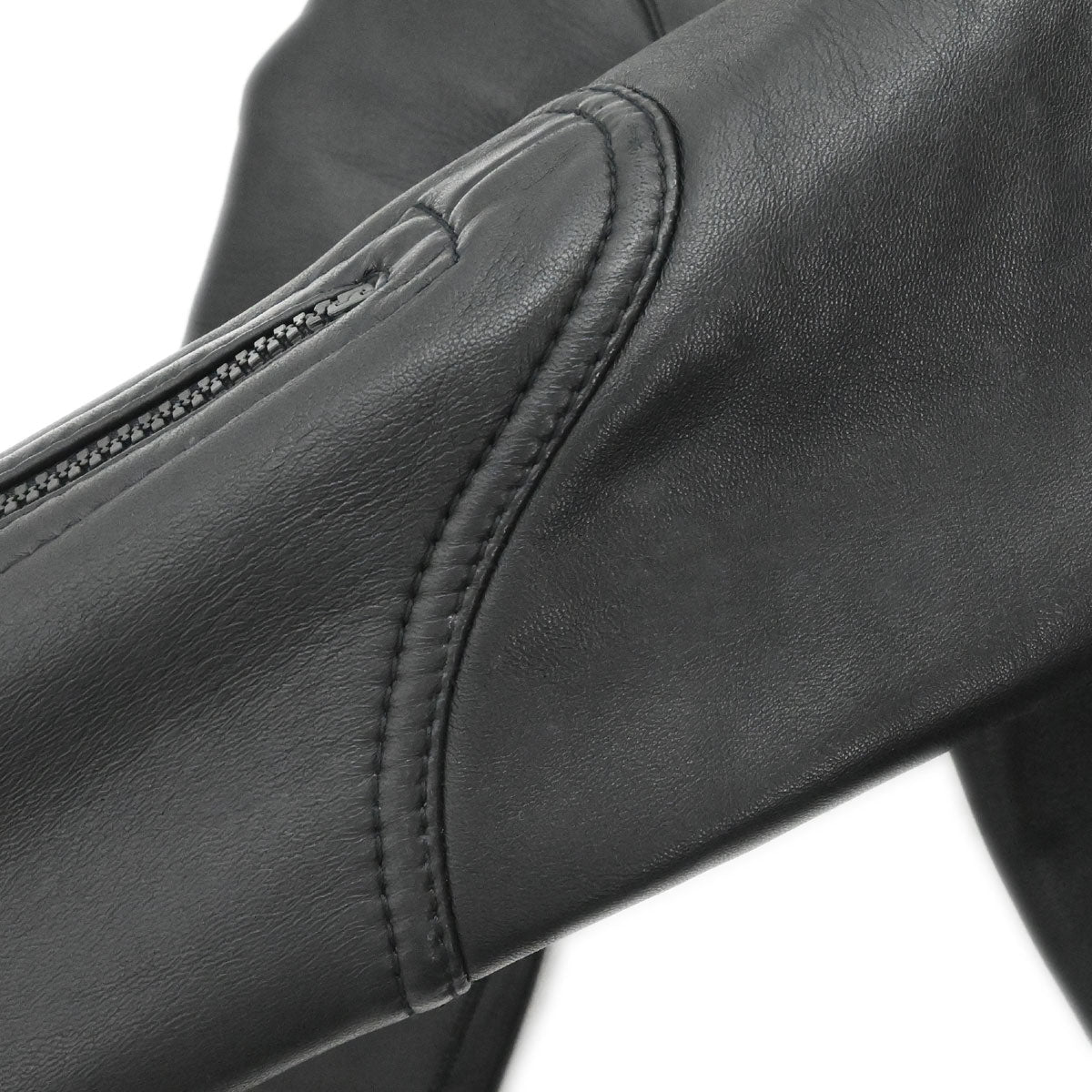 Chanel 2004 Sport Line Hooded Zip Up Leather Jacket Black #42