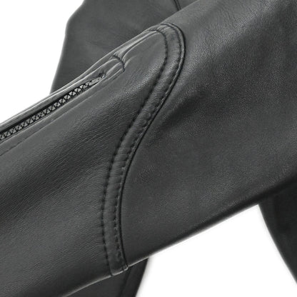 Chanel 2004 Sport Line Hooded Zip Up Leather Jacket Black #42