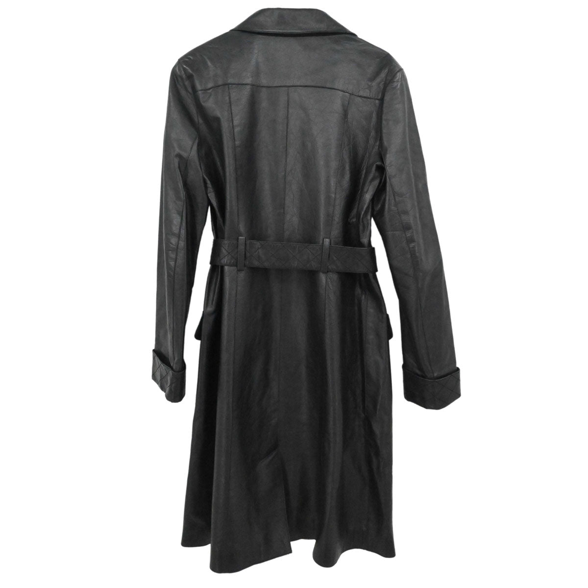 Chanel 2006 Leather Coat Jacket Black #38