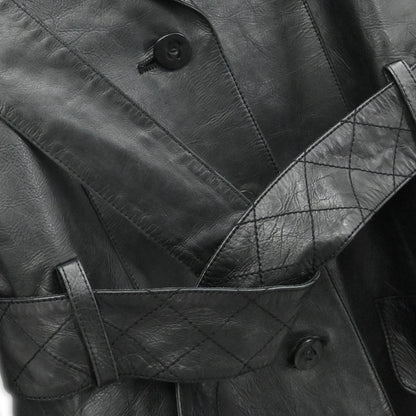 Chanel 2006 Leather Coat Jacket Black #38