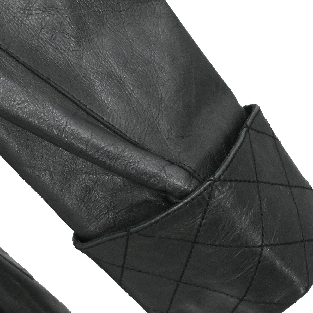 Chanel 2006 Leather Coat Jacket Black #38