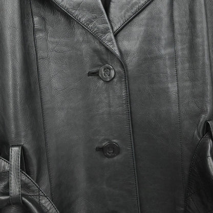 Chanel 2006 Leather Coat Jacket Black #38