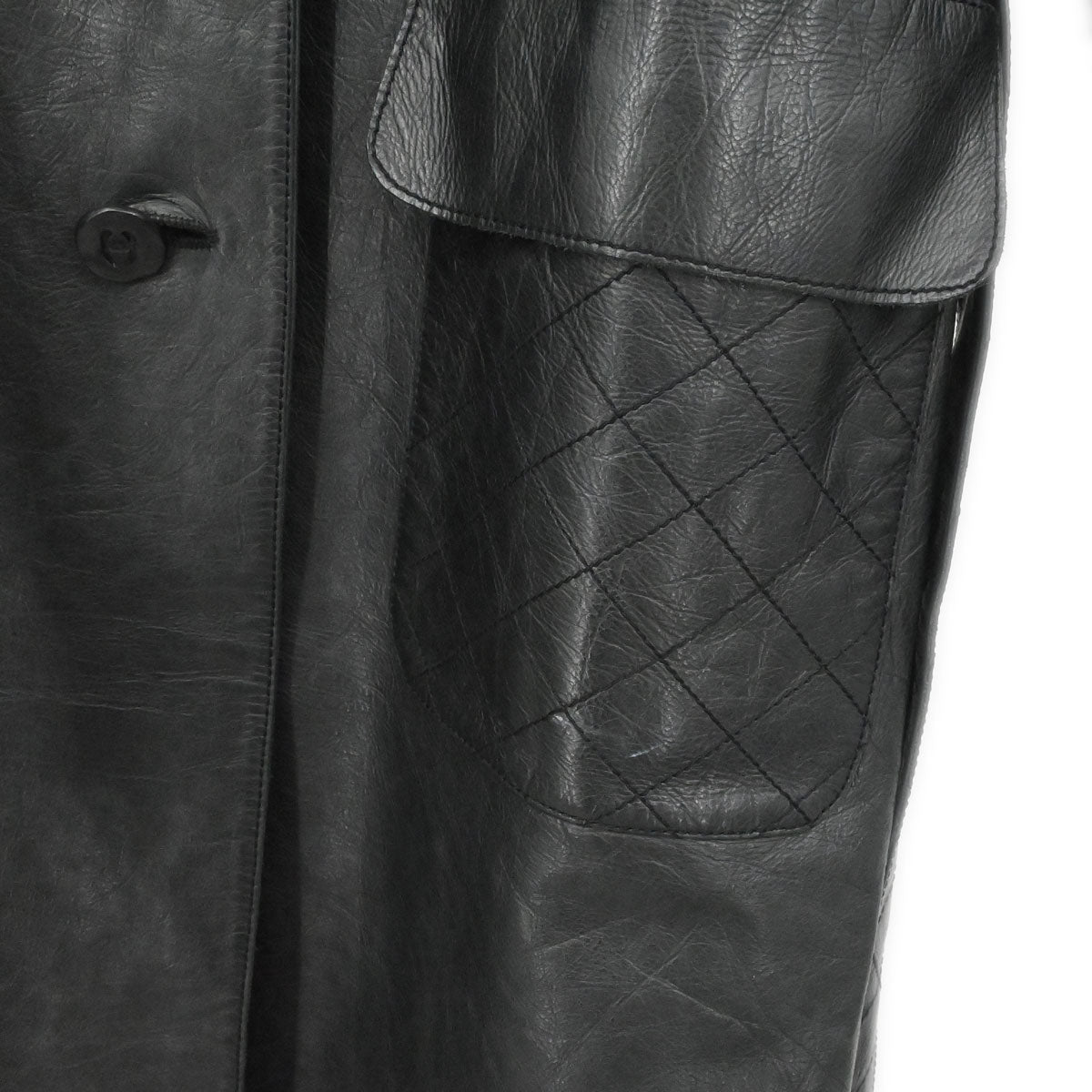 Chanel 2006 Leather Coat Jacket Black #38