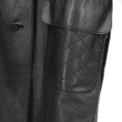 Chanel 2006 Leather Coat Jacket Black #38