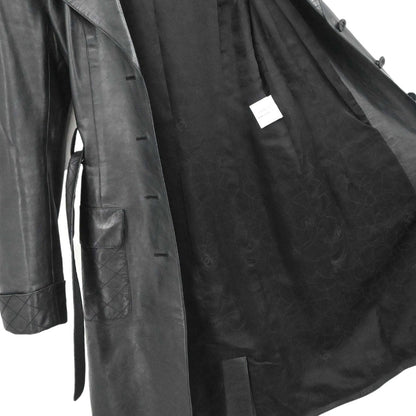 Chanel 2006 Leather Coat Jacket Black #38